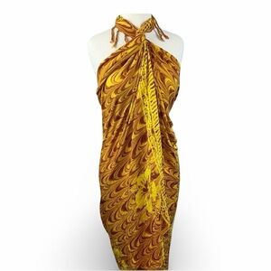 Scarf Sarong Coverup 42x60 Goldenrod & Terracotta Designed in Indonesia
